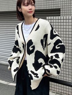 Women Leopard Print Oversized Cardigan Multicolor   Long Sleeve Knitwear   Slight Stretch  Women Clothing, size features are:Bust: ,Length: ,Sleeve Length: Oversize Cardigan, Oversized Vest, Oversized Cardigan, Knitwear Women, Cardigans For Women, Women Clothing, Leopard Print, Length Sleeve, Knitwear