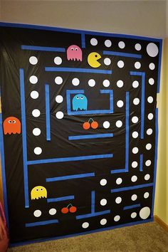 a door decorated to look like a pacman game