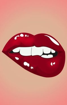 a red lips with white teeth on a pink background