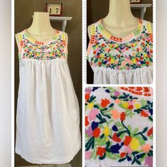 J. Crew White Linen Embroidered Floral Tunic Sleeveless Dress $98. Brand New Without Tag. Pockets And Lined. Measurements (Approximate While Lying Flat - See Attached Photos). Please Double Check The Measurements As There Are No Returns. No Holds. Smoke Free Home. White Bohemian Sleeveless Dress With Floral Print, Spring Sleeveless Dress With Embroidered Hem, Casual Sleeveless Dress With Embroidered Hem, Sleeveless Embroidered Dress For Vacation, Sleeveless Summer Embroidered Dress With Floral Print, Sleeveless Summer Embroidered Floral Dress, Embroidered Sleeveless Dress For Summer, Sleeveless Embroidered Floral Dress For Summer, Sleeveless Floral Embroidery Dress For Summer