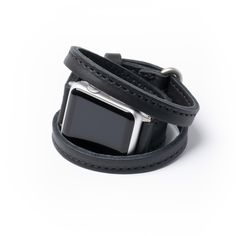 Triple Tour™ Leather Apple Watch Band - Midnight Black - Arrow & Board Black Bracelet Strap Apple Watch Band For Everyday, Modern Watch Accessories With Black Band, Modern Watch Accessories With Black Band For Everyday Use, Black Adjustable Rectangular Watch Bands, Modern Adjustable Black Wristband, Adjustable Black Bracelet Strap Watch Bands, Adjustable Modern Black Wristband, Modern Black Watch Wrist Strap, Modern Black Watch With Wrist Strap