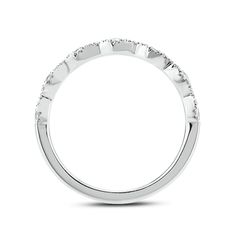 Make lifelong memories with this vintage-inspired diamond cushion-frame bridal set in white gold. Created in 10K white gold The exquisite engagement ring showcases a 1/3 ct. round diamond wrapped in a cushion-shaped frame of diamonds and intricate milgrain detailing. Along the white gold shank, multi-sized diamonds shimmer along a scalloped Art Deco design lined with intricate milgrain. A 10K rose gold detail underneath the centerpiece is a unique surprise. Seal your vows with the coordinating diamond-adorned wedding band. This bridal set captivates with 1 ct. t.w. of diamonds. Round Cut Diamond Bridal Set With Accents, Wedding Stackable Rings With Single Cut Lab Grown Diamonds, Stackable Wedding Rings With Single Cut Lab-grown Diamonds, Moissanite Diamond Ring With Diamond Accents For Marriage, Moissanite Ring With Diamond Accents For Marriage, Anniversary Bridal Sets With Halo Setting In Moissanite, Formal Moissanite Bridal Sets With Halo Setting, Wedding Stackable Rings With Lab Grown Diamonds, Diamond White Round Cut Diamond Ring For Marriage