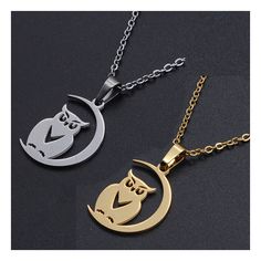 SpecificationSize Info Size 17.71"(45cm), 1.5mm Material Stainless Steel Metal Color Golden Usage Necklaces Package Size 1 pc per package Description: 201 Stainless Steel Pendants Necklaces, with Cable Chains and Lobster Claw Clasps, Halloween Theme, Owl with Moon, Golden Size: about 17.71"(45cm) long, 1.5mm wide; owl: 20x14x1mm. Lobster Halloween, Owl Moon, Necklace Packaging, Halloween Owl, Owl Theme, Pendants Necklaces, Halloween Theme, Stainless Steel Pendant, Wooden Jewelry