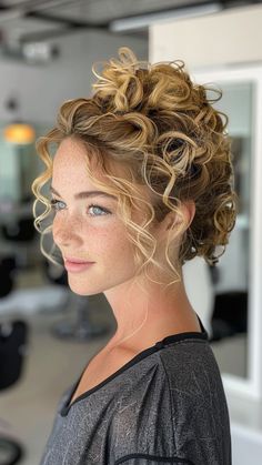 24 Stunning Updos for Long Hair to Rock Any Occasion | Lookosm Mob Hair Styles For Curly Hair, Shoulder Length Curly Hair Wedding Styles, Bridal Hair Curly Updo, Bridesmaid Hair Natural Curls, Natural Curly Hairstyles For Formal Events, Curly Hairstyles For Wedding Bridesmaid Natural Curls, Holiday Hair Updos Simple, Bridesmaid Wavy Hair, Partial Updo For Curly Hair