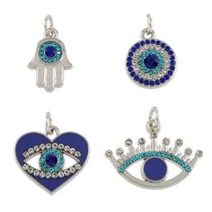 Buy the Evil Eye Charm Set by Bead Landing™ at Michaels. Create a unique necklace or charm bracelet with this evil eye charm set from Bead Landing. For a quick outfit embellishment just slide a charm onto a simple chain or ribbon and style as desired. Create a unique necklace or charm bracelet with this evil eye charm set from Bead Landing. For a quick outfit embellishment just slide a charm onto a simple chain or ribbon and style as desired. Details: Includes assorted designs 4 charms Attached Adjustable Blue Charm Necklaces, Trendy Blue Jewelry With Charms, Blue Charms With Lobster Clasp For Jewelry Making, Blue Charm Necklaces For Jewelry Making, Nickel Free Blue Charms For Jewelry Making, Blue Pendant Charm Necklaces, Blue Pendant Charm Necklace, Hand Evil Eye, Bead Landing