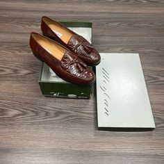 Mezlan Canelli Cognac Tan Genuine Lizard Skin Tassel Loafers Dress Shoes Size 11 M! New In Box! Please Make Reasonable Offers And Bundle! Ask Questions! :) Elegant Brown Tassel Loafers For Business Casual, Formal Italian Wingtip Tassel Loafers, Elegant Brown Tassel Loafers For Formal Occasions, Formal Brown Tassel Loafers With Almond Toe, Brown Almond Toe Tassel Loafers For Formal Occasions, Mezlan Shoes, Loafers Dress, Lizard Skin, Tassel Loafers