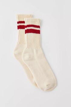 Athletic Striped Slouch Crew Sock | Urban Outfitters 80s Socks, Urban Outfitters Socks, Chunky Socks, Sock Style, Slouch Socks, Style Socks, Crew Sock, Striped Socks, Wardrobe Ideas