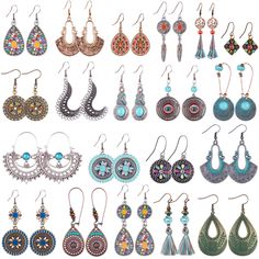 PRICES MAY VARY. Various styles: come with 20 pair vintage bohemian earrings in different styles, enough quantity and styles for you to match with different clothes styles Premium material: the boho earrings are made of eco-friendly alloy material, the charms and pendants with high quality electroplate, lightweight and durable, safe to wear and easy to take off Vintage design: the bohemian earrings with different pendants design, like drop dangle, mandala, tassels, charm and so on, retro and ele Affordable Bohemian Everyday Earrings, Cheap Bohemian Style Earrings For Fashion Statement, Cheap Bohemian Earrings For Fashion Statement, Cheap Bohemian Earrings For Gift, Cheap Bohemian Rectangular Earrings, Cheap Bohemian Hoop Earrings, Cheap Bohemian Tassel Jewelry, Cheap Bohemian Wooden Beads Earrings, Cheap Bohemian Earrings For Party