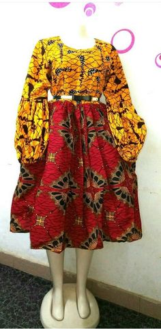 Pipe African dress / African dress / Ankara midi dress / image 1 Traditional Long Cotton Dress, Traditional Long Skirt Cotton Dress, Yellow Cotton Dress With Batik Print, Knee-length Ankara Fabric Dress, Traditional Multicolor Long Skirt Dress, Yellow Batik Print Dresses, Red Long Sleeve Dresses With Batik Print, Red Long Sleeve Dress With Batik Print, Red Cotton Batik Print Dresses