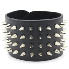 Four Row Spiked Metal Cuff - Goth Mall Classic Punk, Spike Bracelet, Advertising And Promotion, Bracelet Style, Metal Accessories, Anniversary Celebration, Business Gifts, Black Faux Leather, Fashion Bracelets