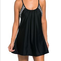 New Tempt Me Black Swim Bathing Suit Dress. Size Small. Does Not Come With Bottoms. Runs Big. Black Swim Dress For Spring Vacation, Black Swim Dress For Vacation In Spring, Casual Black Swim Dress, Black Lined Swim Dress For Summer, Fitted Black Swim Dress For Spring, Fitted Black Spring Swim Dress, Black Lined Summer Swim Dress, Black Sleeveless Summer Swim Dress, Lined Black Swim Dress For Beachwear