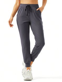 Women's Joggers Pants Pockets Drawstring Running Sweatpants For Women Lounge Workout Jogging Dark Grey    Knitted Fabric Plain Jogger Medium Stretch All Women Activewear, size features are:Bust: ,Length: ,Sleeve Length: Drawstring Long Pants Activewear For Sports, Sports Activewear With Drawstring Long Pants, Stretch Sweatpants With Drawstring In Sportswear Style, Stretch Sweatpants With Drawstring, Stretch Sweatpants With Drawstring For Sportswear, Sports Sweatpants With Drawstring, Drawstring Sweatpants For Sports, Stretch Sweatpants With Drawstring For Workout, Solid Color Activewear With Drawstring Long Pants