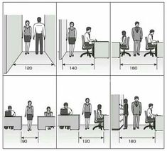 the instructions for how to sit at a desk in front of a man and woman