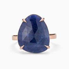 The Ecksand Rose-Cut Blue Sapphire Cocktail Ring shown with  in 14k Rose Gold Printable Ring Size Chart, Sapphire Cocktail Ring, Types Of Diamonds, Ring With Diamond, Tiny Diamond, 18k Yellow Gold Ring, Blue Sapphire Rings, Recycled Gold, Brilliant Diamond