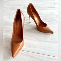 Sergio Rossi Camel / Tan Pumps!! Never Worn! Size 36.6!! New, Heels Look Dirty From Trying On, Please See All Pictures As They’re Part Of The Description. Elegant Cognac Pointed Toe Heels, Cognac Almond Toe Heels, Chic Cognac Heels, Camel Pumps, Tan Pumps, Sergio Rossi Shoes, New Heels, Rossi Shoes, Sergio Rossi