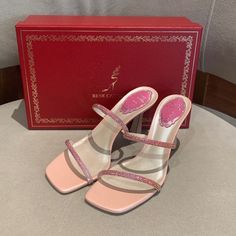 Brand New Authentic Rene Caovilla Crystals Embellished Sandal. This Is So Sparkly And Beautiful In Person. Simple Yet Elegant. Must Have For The Summer! Picture’s Does Not Do Justice. Size 36.5, Fits True To Size. Comfortable Heel Height Of 3.5 Inches. Comes With Original Box. Price Is Firm On Posh. Follow Me Or Dm Me On Instagram @Always_happy111 Chic Pink Embellished Sandals, Luxury Crystal-embellished Heels For Summer, Feminine Embellished Open Toe Sandals, Luxury Pink Sandals With Rhinestones, Luxury Pink Embellished Sandals, Pink Embellished Sandals For Galas, Pink Embellished Sandals For Gala, Pink Embellished Sandals For Cocktail, Pink Embellished Cocktail Sandals