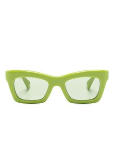 fern green acetate rectangle frame green tinted lenses UV-protective lenses logo-embossed arm sculpted arms curved tips These glasses come with a protective case. Gucci Casual Green Sunglasses, Elegant Green Gucci Sunglasses, Green Rectangle Sunglasses, Cheap Green Square Frame Sunglasses, Gucci Sunglasses Green, Sculpted Arms, Lens Logo, Gucci Eyewear, Rectangle Frame