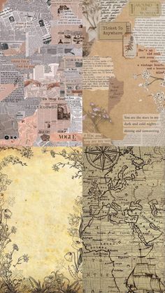 a collage of different types of paper with words and pictures on the bottom right hand corner