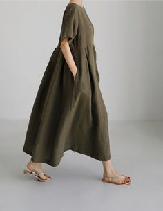 Moongor Loose Cotton Linen Short Sleeve Maxi Dress Fall2024 Outfits, Everyday Mom Style, Short Sleeve Maxi Dress, Maxi Dress Collection, Fashion Moodboard, Linen Short Sleeve, Short Sleeve Maxi Dresses, Linen Short, Couture Tops