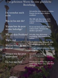 a poem written in german on the beach with flowers and palm trees behind it, surrounded by greenery