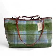 This Green And Blue Plaid Craft Tote Handbag From Universal Thread Is Perfect For Any Woman On-The-Go. With Double Shoulder Handles And A Double Handle, It's Easy To Carry All Your Essentials In Style. The 100% Recycled Polyester And Faux Leather Materials Are Eco-Friendly And Durable. Whether You're Heading To Class Or Running Errands, This Bag Is Perfect For Any Occasion. The Green And Blue Hardware Adds A Pop Of Color To The Plaid Pattern, Making It A Great Accessory For Any Outfit. Dimensions (Overall): 12.5 Inches (H) X 22.5 Inches (W) X 6.5 Inches (D). Phone Clothes, Craft Tote, Tote Handbag, Dvd Blu Ray, Universal Thread, Green And Blue, Blue Plaid, Plaid Pattern, Leather Material