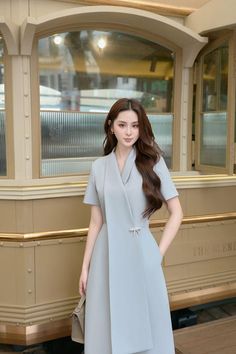 Hily A-line V-Neck Linen Cotton Midi Dress | MEAN BLVD Mean Blvd, Elegant Outfits, A Line Shorts, Cotton Midi Dress, Elegant Outfit, Dress Backs, Designer Collection, Neck Designs, Online Fashion