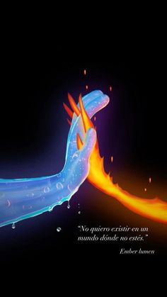 an image of a hand with fire coming out of it's palm and the words, no quiero extensity en un mundoe do des exites