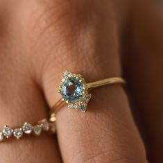 "Aquamarine Rose Gold Ring/Unique Engagement Ring/Vintage Diamond Accent/Minimalist Ring/March Birthstone/Bridal Promise/Valentines Ring Gift ★ ★ ★ ★ CUSTOM/DUTY FREE SHIPPING WORLDWIDE, BUYERS DON'T HAVE TO PAY ANY CUSTOM FEES WHILE IMPORTING ★ ★ ★ ★ Details Made to order Material: 14k/18k gold Color Options: Yellow Gold, White Gold, Rose Gold, ★ Center Stone: Round Size: 6 mm Approx Weight (Ct): 0.76 ★ Band Stones: Diamond Round Size: 1.2 mm * 8 No.s, 1.8 mm * 2 No.s Approx Weight (Ct): 0.114 Heirloom Cluster Ring Gift, Fine Jewelry Promise Cluster Ring, Cluster Gemstone Ring For Wedding, Gemstone Cluster Ring For Wedding, Heirloom Yellow Gold Cluster Wedding Ring, Cluster Wedding Rings With Accent Stones, Heirloom Style Gemstone Cluster Ring For Promise, Heirloom Style Gemstone Cluster Promise Ring, Heirloom Gemstone Cluster Promise Ring