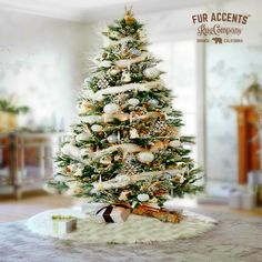 a decorated christmas tree in a living room