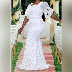 Perfect For Small Wedding Or Special Occasion Never Worn Very Detailed Dresses Ankara, Lace Dress Short, White Lace Dress Short, White Lace Gown, Colorful Dresses Formal, Lace Formal Dress, White Lace Dress, Lace Outfit, Lace Dresses