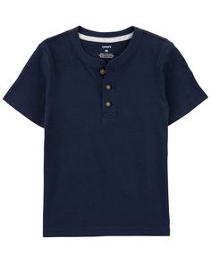 Crafted in a soft cotton blend with a short sleeve design and a front button placket, this henley is designed for summer fun! Casual Henley Neckline T-shirt For Summer, Summer T-shirt With Placket And Short Sleeves, Classic Cotton Button-up T-shirt, Summer Henley Neckline Tops With Buttons, Cotton Crew Neck Shirt With Button Closure, Summer Henley T-shirt With Button Closure, Summer T-shirt With Button Closure, Henley Neckline T-shirt With Button Closure For Summer, Summer Henley Neckline T-shirt With Button Closure