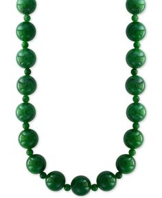 Exotic and elegant, beautiful jade beads alternate large and small on this unique statement necklace from Effy with gold clasp. Formal Green Hand-strung Jewelry, Classic Jade Gemstone Beads Jewelry, Classic Green Jade Jewelry, Dainty Fine Jewelry, Unique Statement Necklace, Disney Fine Jewelry, Beaded Collar Necklace, Diamond Solitaire Necklace, Gold Bar Necklace