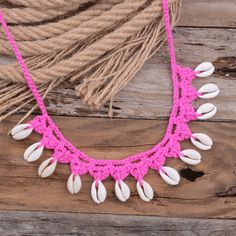 Women Shells Choker Necklaces Natural Sea Cowrie Shell Rope Chain Choker Necklace Summer Jewelry Girl Friendship Gifts Handmade - Charlie Dolly Hanging Shells, Crochet Seashell, Seashell Choker, Tie Choker, Crochet Tie, Surf Necklace, Shell Choker, Wave Necklace, Mermaid Jewelry