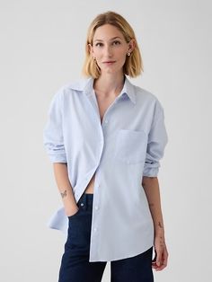 Organic Cotton Oxford Big Shirt | Gap Women Shirt Top, Big Shirt, Swimwear Dress, Denim Coat Jacket, Professional Outfits, Set Outfit, Oxford Shirt, Pesticides, Workwear Dress