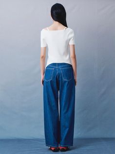 This product takes a fresh approach to denim with a semi-wide leg that captures a blend of classic style and modern comfort. The design provides a versatile foundation for a variety of looks, from casual days out to more polished ensembles. With a focus on ease of wear, these pants feature a comfortable cut that doesn't sacrifice on style. - The semi-wide leg silhouette offers a contemporary twist on the traditional denim look.- Constructed for comfort, these pants come with a relaxed fit through the hips and thighs.- They feature classic denim detailing such as contrast stitching and a five-pocket design.- Designed to be a staple in any wardrobe, they pair well with both fitted tops for contrast or oversized sweaters for a cozy vibe. Modern Wide Leg Summer Jeans, Modern Wide Leg Jeans For Summer, Modern Jeans For Everyday Summer Wear, Modern Relaxed Fit Flare Jeans For Summer, Modern Wide-leg Jeans For Summer, Modern Straight Jeans For Summer, Modern Cropped Leg Flare Jeans For Spring, Spring Modern Cropped Leg Flare Jeans, Modern Cropped Flare Jeans For Spring