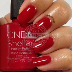 CND Shellac Modern Folklore Collection - Rose Brocade - swatch by Chickettes.com Red Shellac Nails, Creative Nail Designs, Red Nail Polish