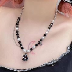 Material: Alloy, Glass, Bead Option: Necklace, Bracelet Color: Black ghost, White ghost Size: Bracelet: 16.3+6.1cm Necklace: 46+7cm Ghost Necklace, Black Ghost, Ghost White, White Ghost, Spooky Ghost, Bracelet Black, Dark Fashion, Necklace Bracelet, Glass Bead