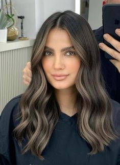 Balayage For Brown Skin, Black Hair Balayage Asian, Hair Color For Medium Skin Tones, Bronde Balayage Short Hair, Hair Colors For Olive Skin, Cool Toned Brunette, Dark Brown Hair Balayage, Wedding Hair Colors