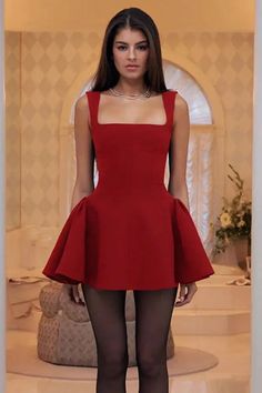 45840024994042|45840025026810|45840025059578 Collar Mini Dress, Backless Design, Red Mini Dress, Sleeveless Mini Dress, Elevate Your Look, Waist Length, Winter Outfits, A Line, Mini Dress