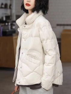 Shipping: Worldwide Express Shipping AvailableDelivery time: 7-15Days Fast ShippingReturns: Fast refund, 100% Money Back Guarantee. Quilted Parka, Fashion Stand, White Duck, Woman Standing, Winter Coats Women, Duck Down, Female Fashion, Down Coat, Lightweight Jacket