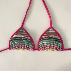 Brazilian Bikini Top With Colorful Rainbow Stripes. Brand New Without Tags. Swimsuit High Waisted, Monday Swimwear, One Shoulder Swimsuit, Black Bathing Suits, Print Swimwear, Swimsuits For All, Swimsuits Halter, Colorful Rainbow, Rainbow Stripes