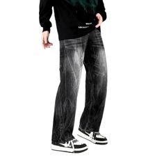 Introducing the must-have fashion piece for men from our 2024 Spring Collection—the slouchy retro jeans. These pebble-washed, smoothed and furrowed floor-length jeans feature a high-waist, zipper & button closure for a retro yet modern look.Distinctive Features: Fashion Forward: These jeans are the epitome of fashion, perfect for those who love to make a statement with their trend. Baggy Fit: The relaxed cut of these jeans exudes a carefree, laid-back vibe, making them a must-have for every fashion-forward man. Retro Vibes: These jeans bring back the retro charm of the 90s, adding a touch of nostalgia to your wardrobe. Pebble-Washed: The jeans feature a pebble-washed finish, adding texture and character to the denim. Smoothed: The jeans are smoothed for a relaxed fit, making them perfect f Wide Leg Jeans For Winter Streetwear, Urban Style Washed Jeans For Fall, Urban Washed Jeans For Fall, Straight Fit Pants For Fall Streetwear, Urban Style Dark Wash Winter Bottoms, Urban Dark Wash Bottoms For Winter, Urban Style Wide Leg Jeans For Winter, Trendy Relaxed Fit Winter Jeans, Urban Wide Leg Jeans For Winter