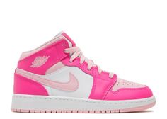 Air Jordan 1 Mid GS 'Fierce Pink' - Air Jordan - FD8780 116 - white/medium soft pink/fierce pink | Flight Club Παπούτσια Nike Free, Wallpaper Nike, Jordan Swag, Pink Aurora, Pink Jordans, Decals Codes, Trendy Shoes Sneakers, Bloxburg Decals, Preppy Shoes