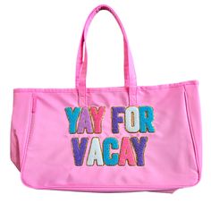 * New With Tags * Large Multi Use Tote Bag * Pink With Colorful Textured Text Lined In Sparkly Gold * 100% Polyester * Approx Measurements: 19" X 11" X 5" 25% Off Bundles Of 3 Or More! Trendy Bags For Weekend Beach Season, Trendy Beach Weekend Bags, Trendy Beach Season Weekend Bags, Pink Tote Travel Bag For Weekend, Pink Tote Beach Bag For Weekend, Trendy Pink Travel Bag, Trendy Weekend Bags For Spring, Pink Rectangular Beach Bag For Weekend, Trendy Shopping Bags For Vacation