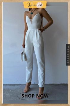 Women Sling Jumpsuits Casual Solid Sleeveless Party Club Long Pencil Pants Rompers Backless V Neck Off Shoulder Elegant Overalls Backless Strapless Jumpsuit For Summer Formal, Summer Formal Backless Strapless Jumpsuit, Backless Jumpsuits And Rompers For Spring Formal, Chic High Waist Bottoms With Suspenders, Backless Formal Jumpsuits And Rompers For Spring, Elegant Solid Jumpsuits With Spaghetti Straps, Formal Backless Jumpsuit For Spring, Backless Formal Jumpsuit For Spring, Elegant Spaghetti Strap Jumpsuits And Rompers For Spring