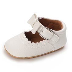 First walker shoes made specifically for developing feet. Soft sole. First Birthday Closed Toe Non-slip Booties, White Synthetic Closed Toe Booties, White Non-slip Booties With Round Toe, White Booties With Rubber Sole For Playtime, White Non-slip Flat Walking Shoes, White Closed Toe Moccasins With Rubber Sole, Synthetic Booties With Rubber Sole And Round Toe, White Slip-on Booties For Playtime, White Round Toe Booties With Rubber Sole