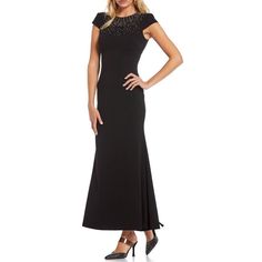 Vince Camuto Embellished Maxi Evening Dress - Size 10 New Without Tags Color: Black Msrp: $228.00 Style: Vc1-1698 Made With Modern, Forward-Thinking Women In Mind, The Vince Camuto Brand Includes Shoes, Accessories, And Apparel And Is Committed To Providing High-Quality Products At Great Value. Floor-Length Formal Dress Scuba Crepe: Stretchy And Supportive Embellished Hidden Back Zipper Cap Sleeves Full-Length Jewel Neckline Gown Silhouette Lined 94% Polyester/6% Spandex Fabric Type: Polyester T Formal Embellished Black Dress, Elegant Embellished Black Dresses, Black Embellished Evening Dress For Formal Occasions, Black Embellished Evening Dress For Formal Events, Formal Black Embellished Evening Dress, Elegant Black Evening Dress With Rhinestones, Black Rhinestone Dress For Formal Occasions, Black Formal Dress With Rhinestones, Long Blue Maxi Dress