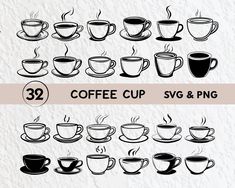 coffee cup svg and png clipart set for commercial use - example image 1