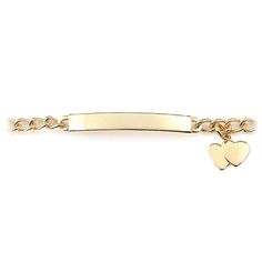 color-gold Personalized Adjustable Classic Heart Bracelet, Classic Adjustable Personalized Heart Bracelet, Classic Personalized Heart Bracelet As Gift, Classic Personalized Heart Bracelet For Valentine's Day, Safety Devices, He Or She, Id Bracelets, Double Heart, Sentimental Gifts