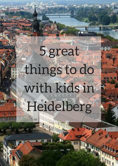 a city with red roofs and the words 5 great things to do with kids in heidelberg